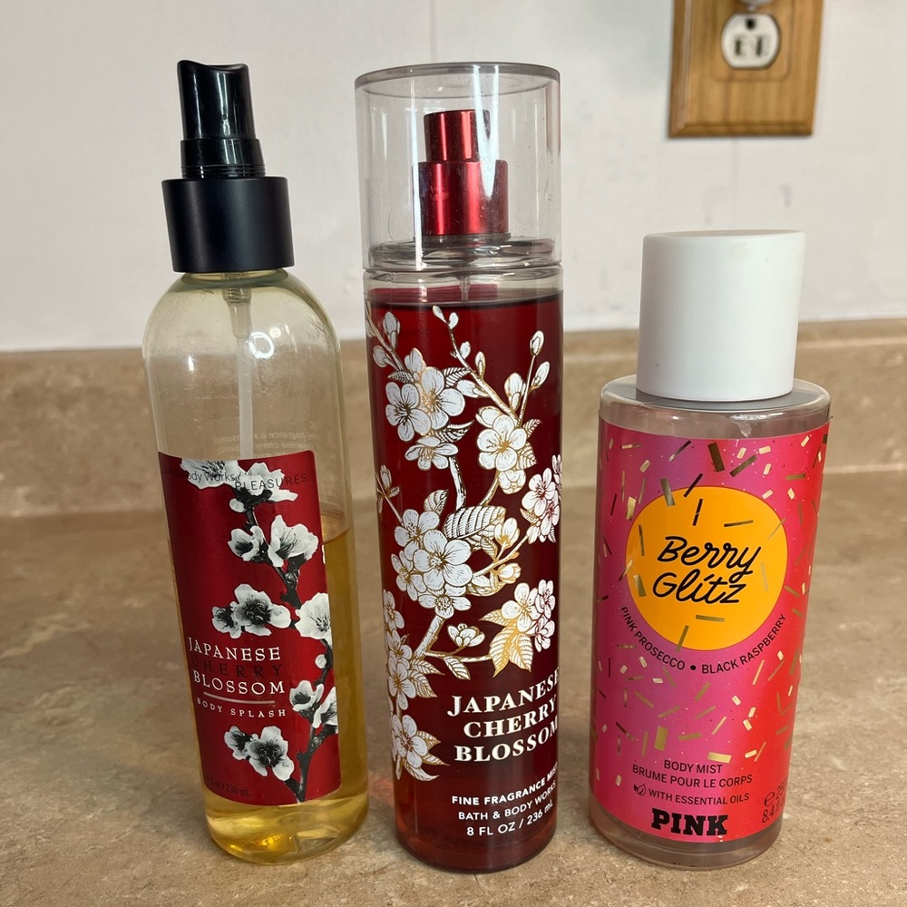 Bath & Body Fragrance Set - Japanese Cherry Blossom & Berry Glitz (Red, Pink)